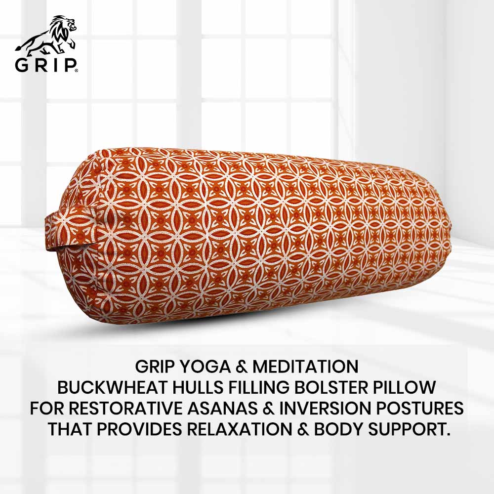 Grip Yoga & Meditation Buckwheat Hulls Filling Bolster Pillow for
