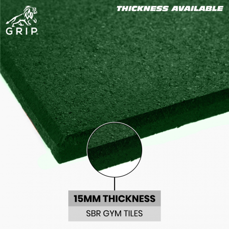 Grip SBR Gym Flooring Tiles Set of 6 15 MM Thickness Green