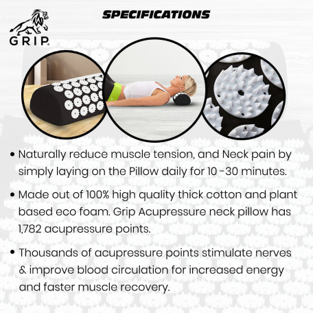 Grip Acupressure Neck Pillow Black Color