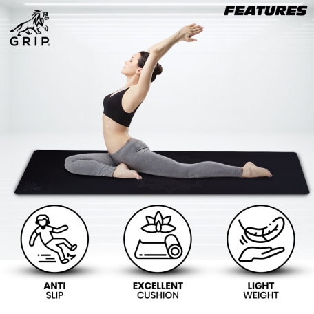 Grip PU Yoga Mats 24 Inches x 72 Inches, 5MM Thickness, For Men Women