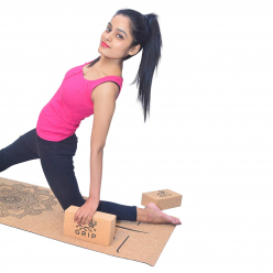 Grip Cork Yoga Mat 5 mm with 2 Cork Yoga Brick