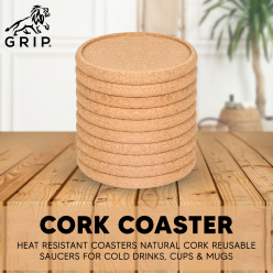 Grip Cork Coaster, Heat Resistant Coasters Natural Cork Reusable Saucers for Cold Drinks, Cups & Mugs