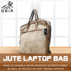 Grip Jute Laptop Bag, Made of durable water-resistant exterior fabric as well as protective soft padded interior