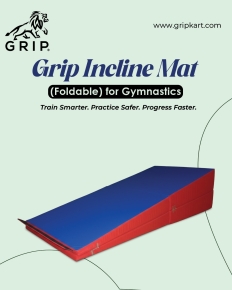 Grip Incline Mat (Foldable) for Gymnastics | Foldable Ramp Mat with High-Density Foam | Anti-Skid Bottom | Lightweight & Portable for Home, Schools, Institutions, Gymnasium
