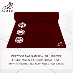 Grip Yoga Mat 36x75 inches 12mm 7 Chakras Cherry Color