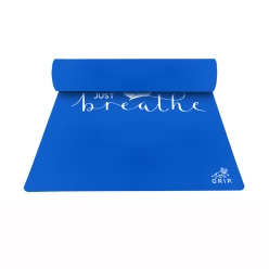 Grip Yoga Mat | 36 x 75 Inches | 12mm Thick | Just Breathe Design | Anti-Slip | Home & Gym | Men & Women | Blue Color