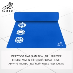 Grip 36 Inches x 75 Inches, 12MM Thickness, Blue Color, 7 Chakras Design Yoga Mats For Men & Women
