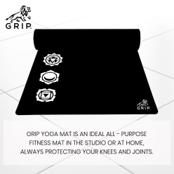 Grip Yoga Mat 36 x 75, 12MM, Black Color,7 Chakras