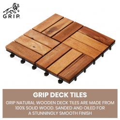 Grip Deck Tiles Hardwood Tiles Interlocking Deck Tiles for Flooring, Patio, Balcony, Roof, Garden Composite Decking, Flooring Wooden Water Resistant Flooring Tiles (Set of 9)