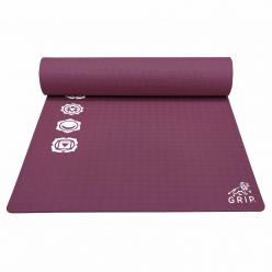 Grip 24 Inches x 72 Inches, 12MM Thickness, Cherry Color, 7 Chakras Design Yoga Mats For Men & Women.