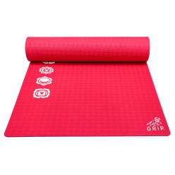 Grip 24 Inches x 72 Inches, 10MM Thickness, Red Color, 7 Chakras Design Yoga Mats For Men & Women.