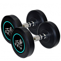 Grip Rubber Coated Round Dumbbell Set of 2 with steel grip.