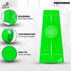 Grip 24 Inches X 72 Inches, 8MM Thickness, Parrot Green Color, OnTheGoSeries, Mandala Alignment Design Yoga Mats For Men & Women
