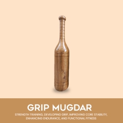 Grip Mugdar, Wooden Indian Mugdars, Clubs, Meel, Clubbell, Karla Kattai, High Quality Wood Mudgar with Polish-1kg