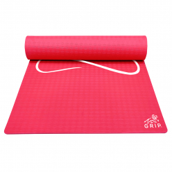 Grip 24 Inches x 72 Inches, 8MM Thickness, Red Color, Yog Asana Design Yoga Mats For Men & Women.