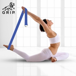 Grip Yoga Belt for Stretching, Yoga, Pilates, Gym, Physical Fitness to gain Flexibility & Achieve Difficult Poses | 2.5 Meter Premium Cotton | Eco Friendly | Easy to Use | Durable | Navy Blue