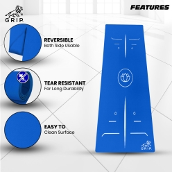 Grip 24 Inches X 72 Inches, 8MM Thickness, Blue Color, OnTheGoSeries, Lotus Alignment Design Yoga For Men & Women