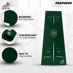 Grip 24 Inches X 72 Inches, 8MM Thickness, Bottle Green Color, OnTheGoSeries, Lotus Alignment Design Yoga Mats For Men & Women