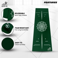 Grip 24 Inches X 72 Inches, 8MM Thickness, Bottle Green Color, OnTheGoSeries, Mandala Alignment Design Yoga Mats For Men & Women