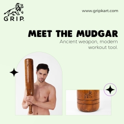Grip Mugdar, Wooden Indian Mugdars, Clubs, Meel, Clubbell, Karla Kattai, High Quality Wood Mudgar with Polished 10Kg to 10.5 Kg