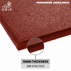 Grip SBR Gym Flooring Tiles | Set of 4 | 10 MM Thickness | Terracotta
