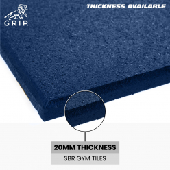 Grip SBR Gym Flooring Tiles | Set of 2 | 20 MM Thickness | Blue