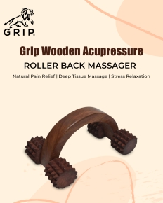 GRIP Wooden Acupressure Roller Back Massager | Dual-Sided Reflexology Tool for Full Body Pain & Stress Relief | Sheesham Wood