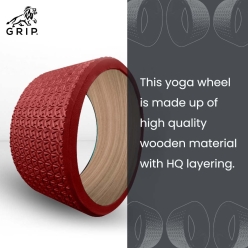Grip Wooden HQ Yoga Wheel - A Perfect Prop For Any Level Of Yoga Enthusiast, Help Stretch And Massage The Thoracic And Lumbar Region Muscles Improving Strength, Flexibility, And Balance