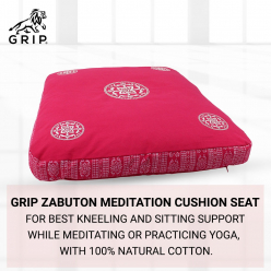 Grip Zabuton Meditation Cushion Seat for Best Kneeling and Sitting Support While Meditating or Practicing Yoga – Large Rectangular Floor Pillow with 100% Natural Cotton | Pink Color