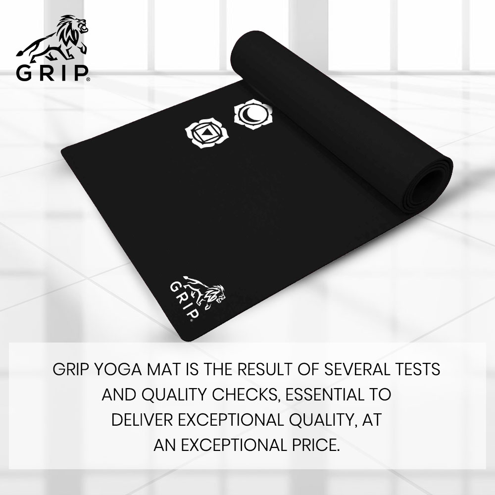 Grip 36 Inches x 72 Inches, 12MM Thickness, Black Color, 7 Chakras