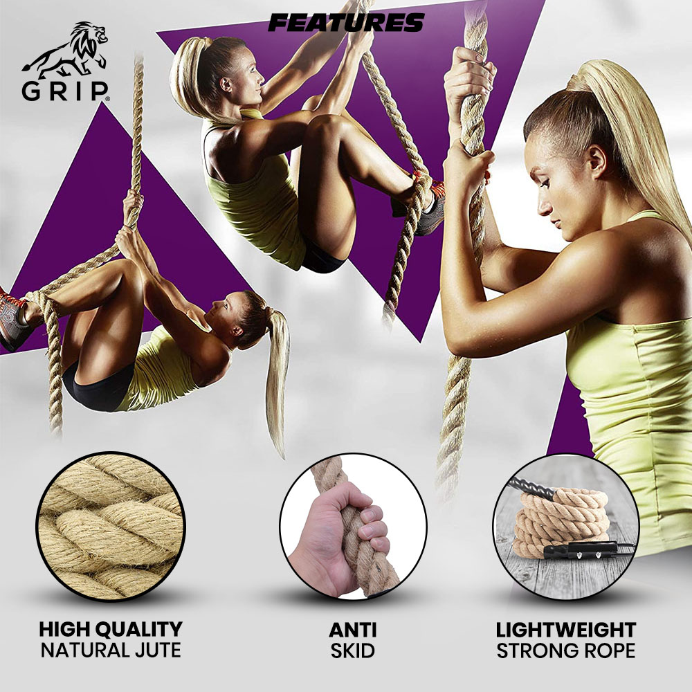 Grip Jute Climbing Rope 15 Feet for Crossfit Workout & Strength Training