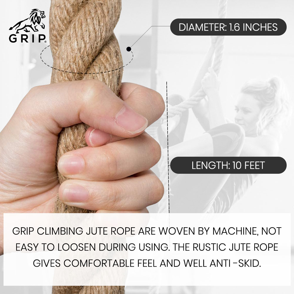 Grip Jute Climbing Rope 15 Feet for Crossfit Workout & Strength Training