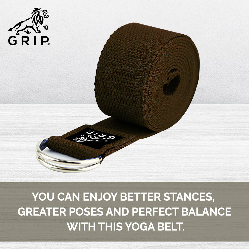 Gripkart Brown Color Cotton Yoga Belt Brown Color Cotton Yoga Strap