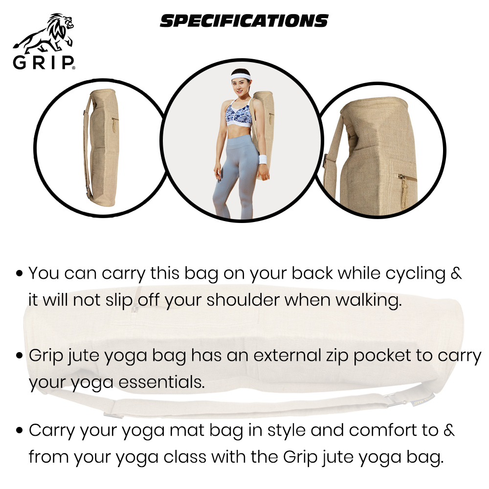 Grip Jute Yoga Mat Bag, designed to take a full range of your yoga